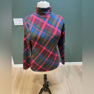 Talbots’s Red and Blue Plaid Turtleneck